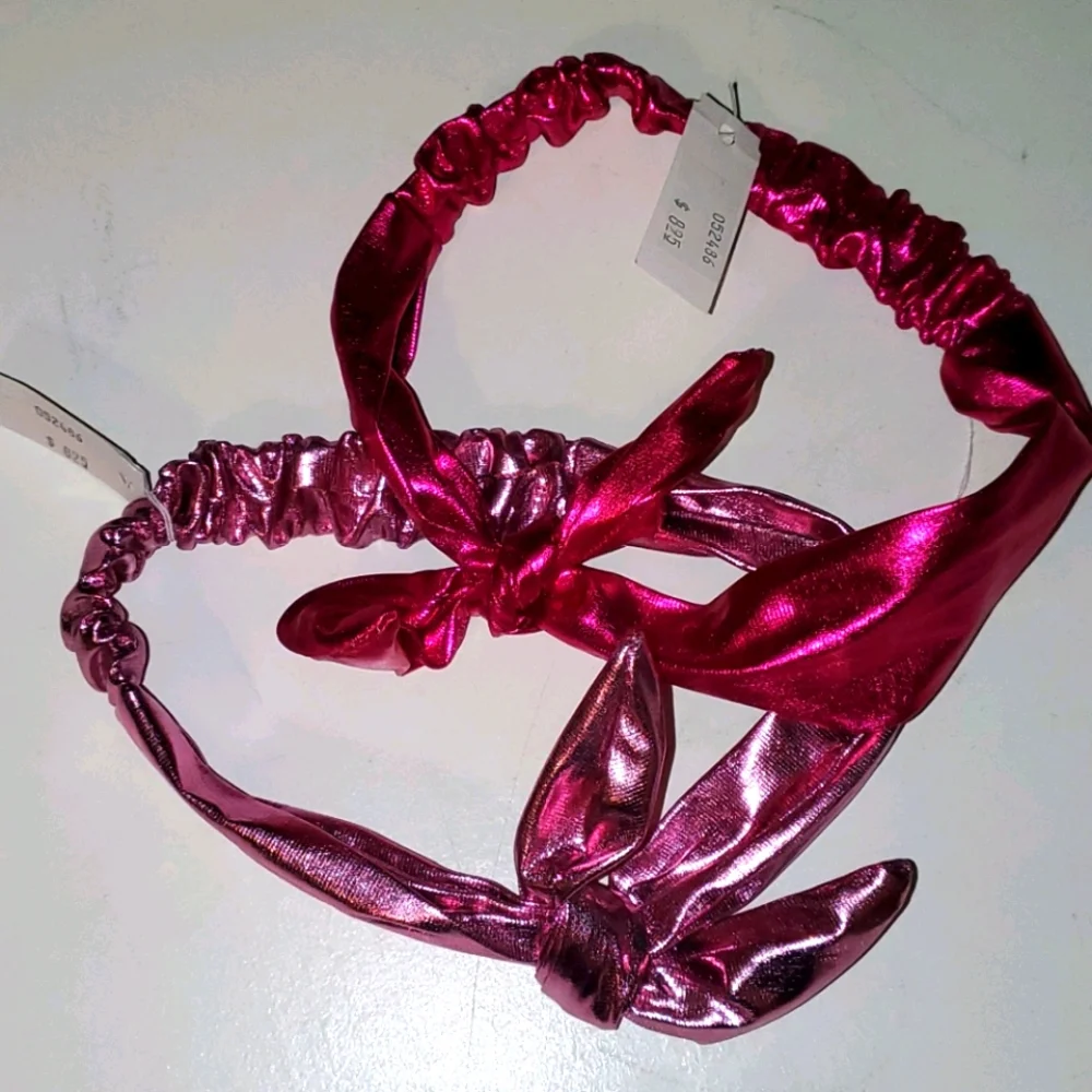 New Jewlia set Metallic pink stretch headbands